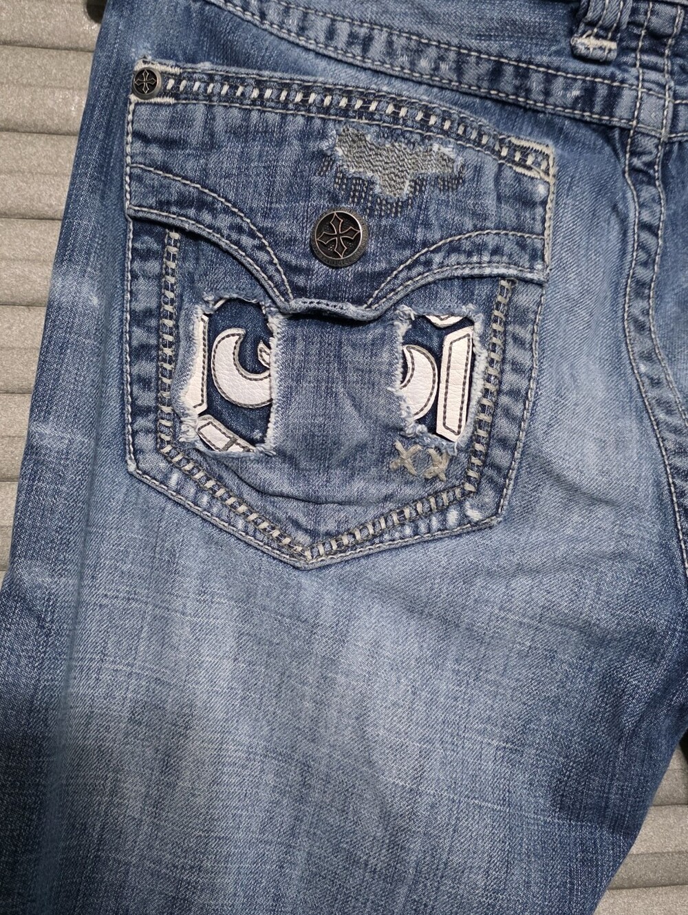 Affliction DistressedMens Blue Jeans - - Picture 5 of 8
